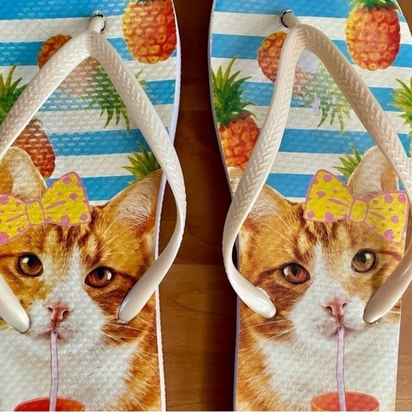 Party Cat Tropical Beach Pool Flip Flops, Womens size 11 & Unisex, Mens 9.5 - Picture 12 of 14